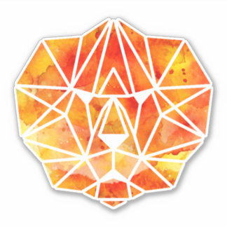 Fabulous Orange Watercolor Geometric Lion