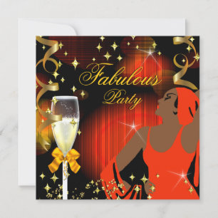 Fabulous Orange Yellow Glitter Diva Birthday Invitation