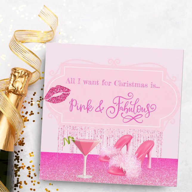 Fabulous Pink Christmas Glamourous girly Holiday Card (Creator Uploaded)