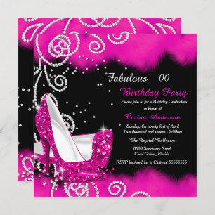 Fabulous Pink High Heels Birthday Party Invitation