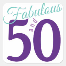 Fabulous Purple Teal Simple Modern 50th Birthday