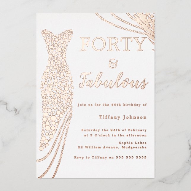 Fabulous Rose Gold Foil Dress 40th Birthday (Front)