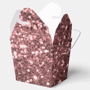 Fabulous Rose Gold Pink Faux Glitter Sparkle Favour Box