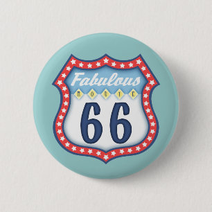 Fabulous Route 66 6 Cm Round Badge