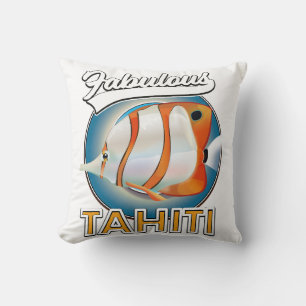 Fabulous Seychelles retro logo Throw Pillow
