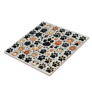  Fabulous shape coloured canine paw print  Tile