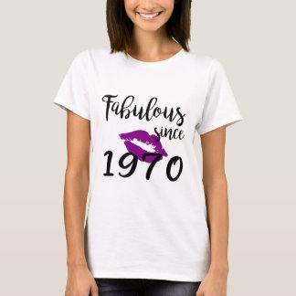 Fabulous Since 1970 Glam Birthday Women Lip Purple T-Shirt