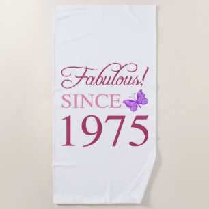 Fabulous Since 1975 50th Birthday Beach Towel