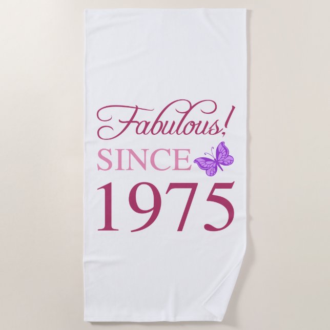 Fabulous Since 1975 50th Birthday Beach Towel (Front)