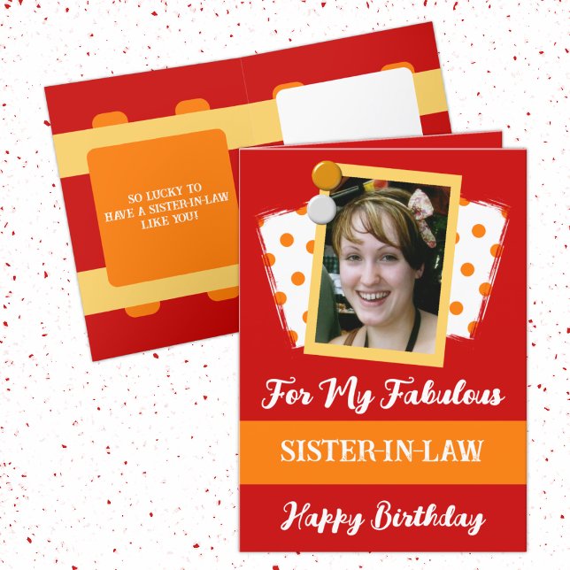 Fabulous sister in law photo name orange red card (Creator Uploaded)