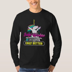 Fabulous Social Worker Magical Unicorns Rainbow T-Shirt