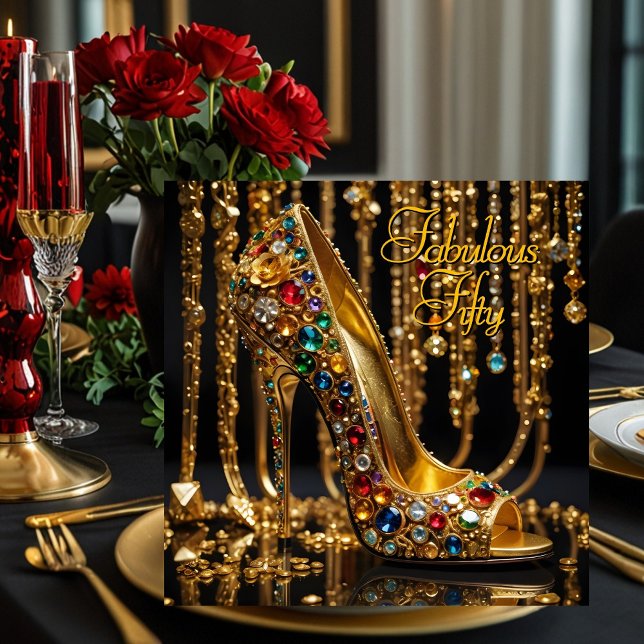 Fabulous Stiletto Glitter Red blue Gold Jewels Invitation (Creator Uploaded)