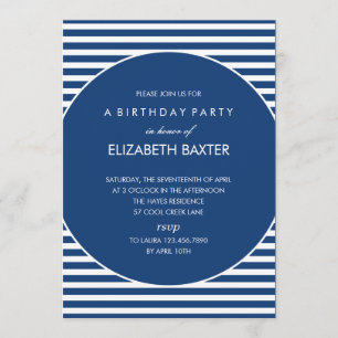Fabulous Stripes General Party Invitation (Blue)