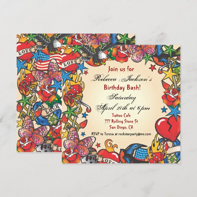 Fabulous Tattoo Party Invitation (Front/Back)