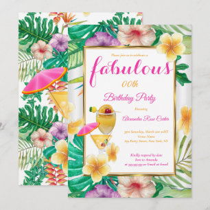 Fabulous Tropical Cocktail Floral Party Invitation