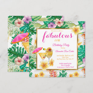 Fabulous Tropical Cocktails Flowers Party sq Invitation