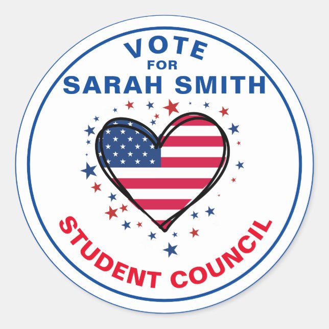 Fabulous Vote for Class President: HEART Classic Round Sticker (Front)