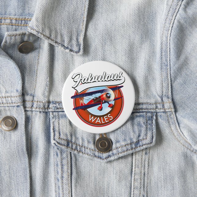 Fabulous Wales  retro style travel patch 7.5 Cm Round Badge (In Situ)