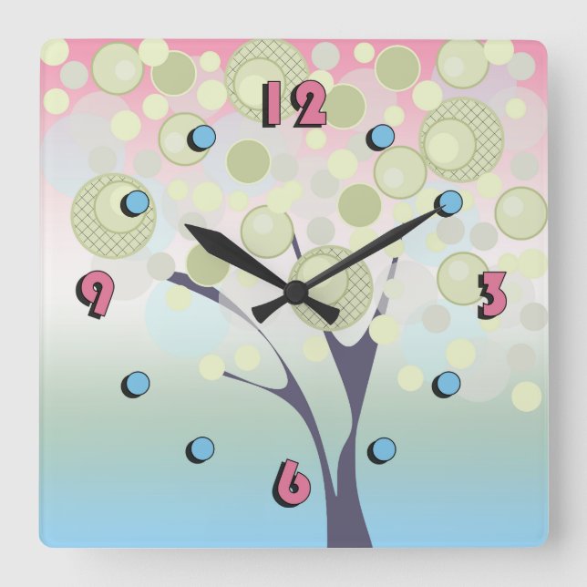 Fabulous, wood, square wall clock (Front)