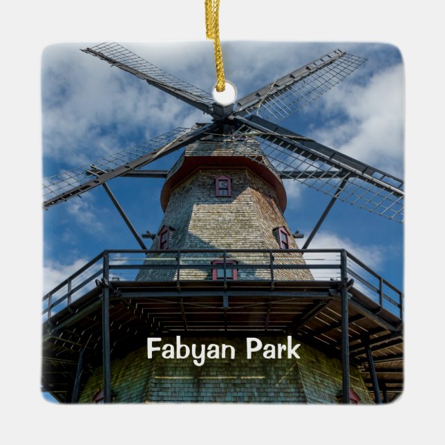 Fabyan Park Dutch Windmill Ceramic Tree Decoration (Front)