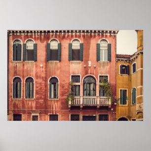 Facade of a typical old house in Venice,  Italy,   Poster