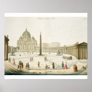 Facade of St. Peter's in Rome with the Piazza in f Poster