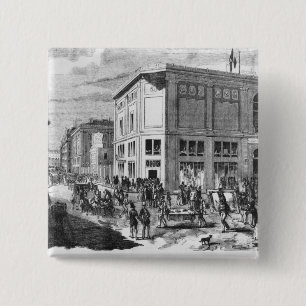 Facade of the Hotel Drouot, Paris, c.1852 (engravi 15 Cm Square Badge