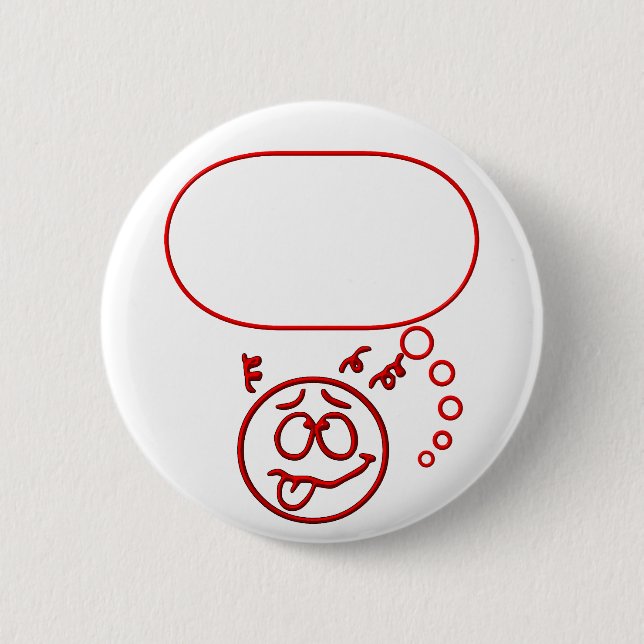 Face #3 (with speech bubble) 6 cm round badge (Front)