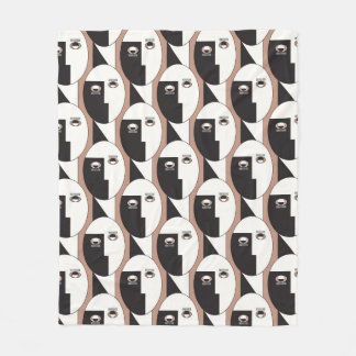 Face and eyes geometric seamless pattern fleece blanket