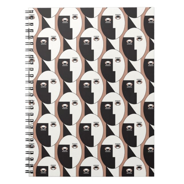 Face and eyes geometric seamless pattern notebook (Front)