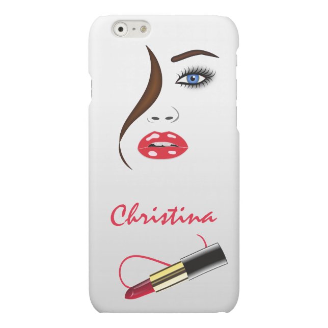 Face and Lipstick Kiss Mirror Matte iPhone 6 Cases (Back)