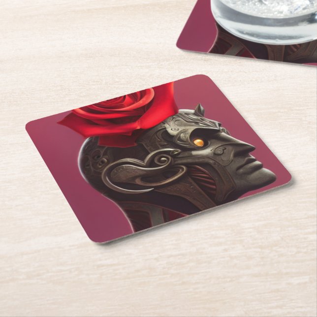 Face Art Square Paper Coaster (Angled)