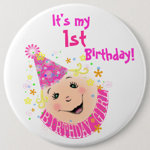 Face Birthday Girl Button