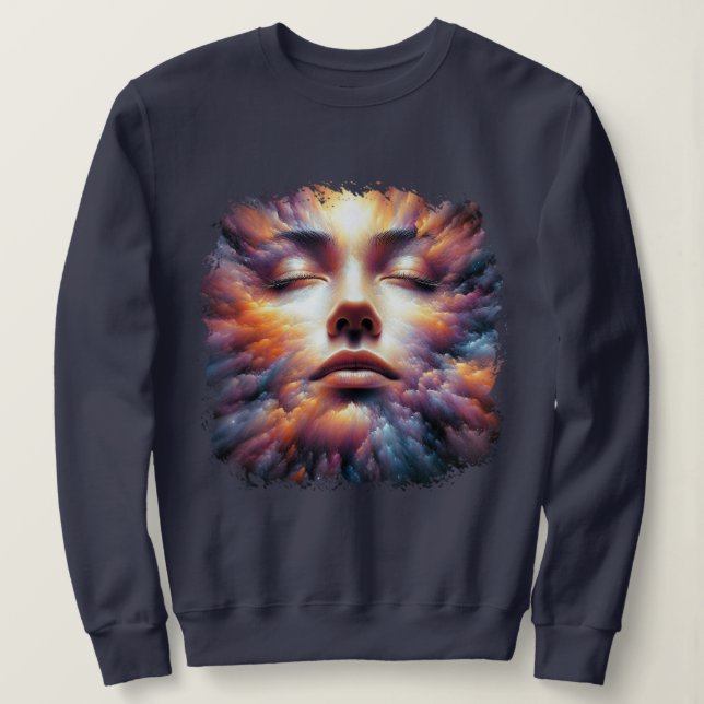 Face Blended with Colourful Clouds Sweatshirt (Design Front)