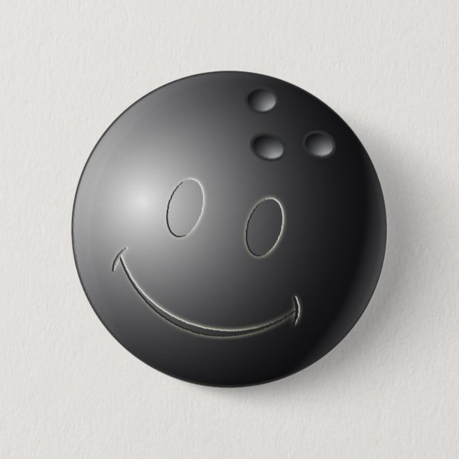 FACE BOWLING BALL 6 CM ROUND BADGE (Front)