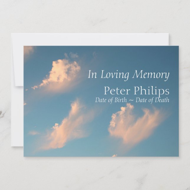 Face Cloud 1 Funeral Announcement Invitation (Front)