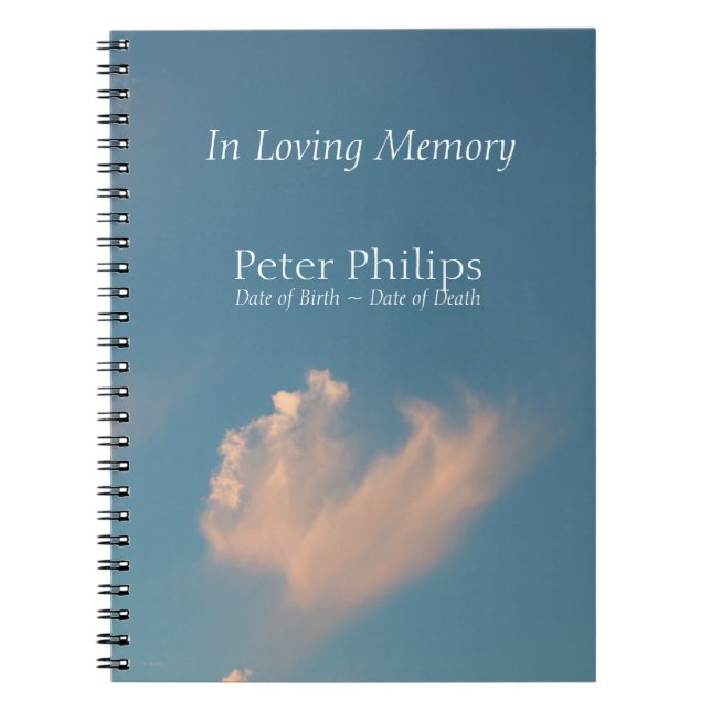 Face Cloud 3 Memorial Remembrance GuestBook Spiral Notebook (Front)
