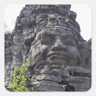 Face detail of the West Gate-Tower Gopuram), Square Sticker