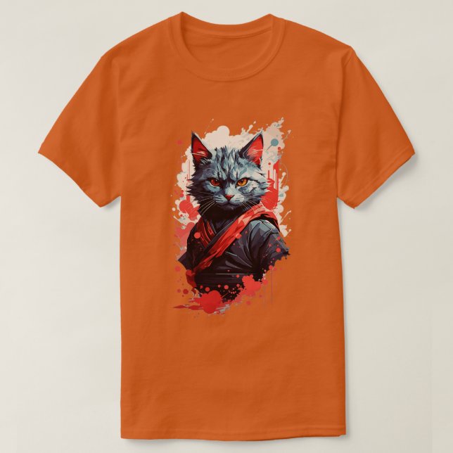 Face Evil Ninja Cat T-Shirt (Design Front)
