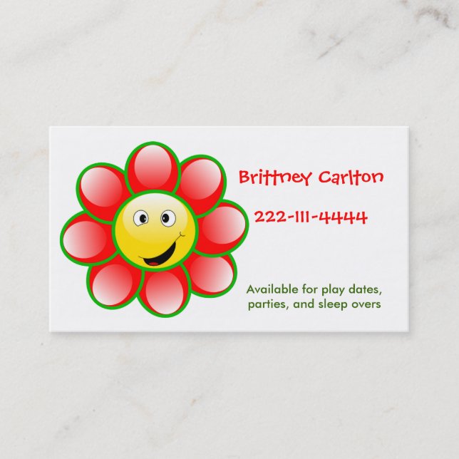 face flower calling card (Front)