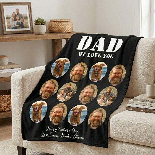  Face Funny Father's Day photo collage Fleece Blanket (Face Funny Father's Day photo collage Fleece Blanket)