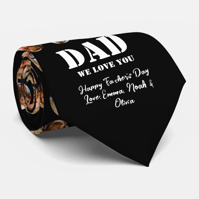  Face Funny Father's Day photo collage Tie (Rolled)