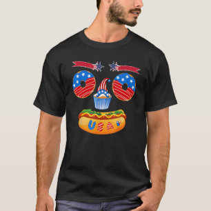 Face Funny Food Donut Cupcake Hotdog Patriotic USA T-Shirt
