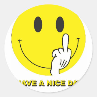 face giving the finger classic round sticker