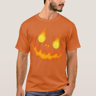 Face Halloween Costume Jackolantern Scary Fire Pum T-Shirt