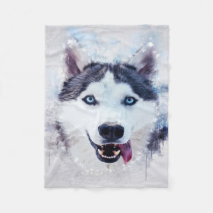Face Husky Gift Lovers Funny Gifts Husky Owner Fleece Blanket