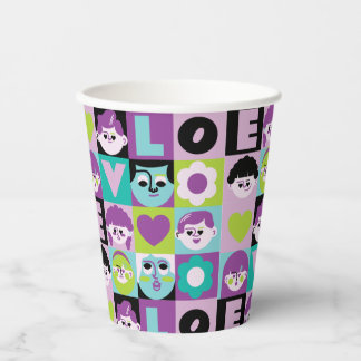 Face Illustration Modern Nostalgia Lila Turquesa Paper Cups