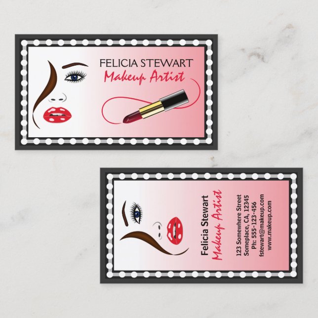 Face in the Mirror Makeup Artist Cosmetologist Business Card (Front/Back)