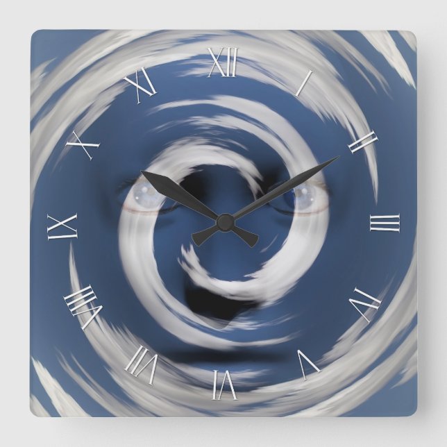 Face in tunnel of clouds square wall clock (Front)