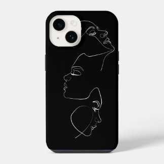 Face Line Art Minimalist Aesthetic Artwork Black iPhone 14 Case